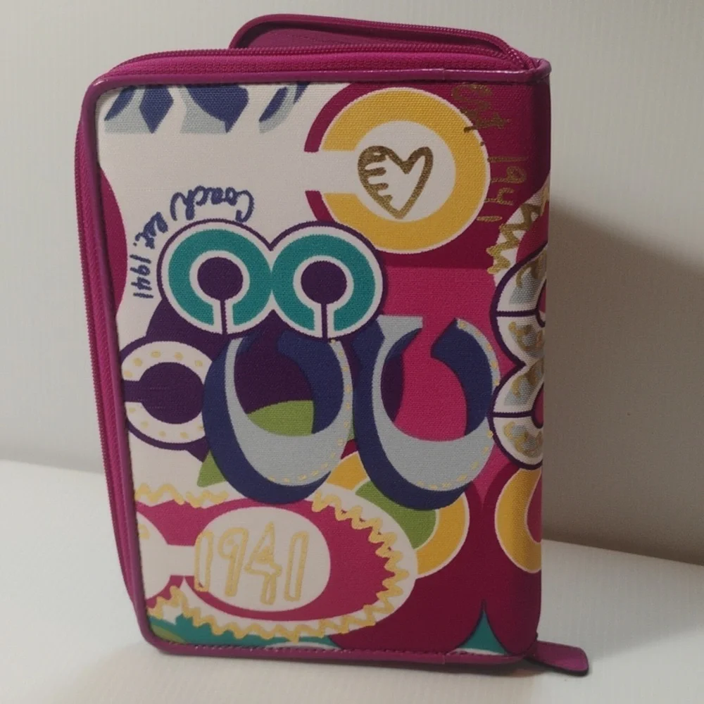 Coach Multicolor Graphic Logo Zip Phone Case - Purple, Teal, Yellow, Pink